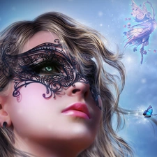 butterfly, Women, fantasy