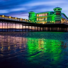 cafe, sea, pier