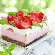 cake, dessert, strawberries