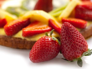 cake, strawberries