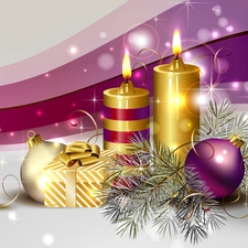 Christmas, Christmas, baubles, ornamentation, decoration, Candles, twig