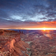 canyon, west, sun