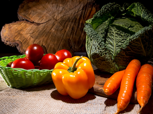 tomatoes, carrots, cabbage, pepper, vegetables