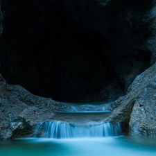 cascade, rocks, River