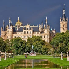 Castle, Baden, Park, statues, Hohenzollern, Württemberg