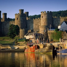 water, Cutters, Castle, boats