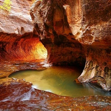 rocks, canyon, cave, River, flash, luminosity, ligh, sun, Przebijaj?ce