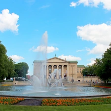 centre, fountain, Poznań