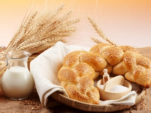 Ears, cereals, braid, milk, roll