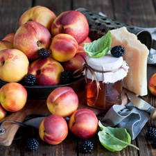 cheese, nectarines, Honey