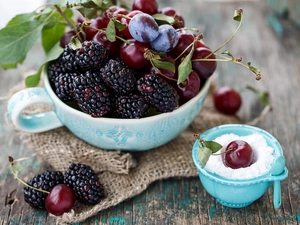cherries, blackberries