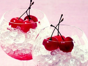 cherries, glasses, Icecream