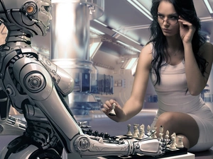 Robot, black-, Women, chess