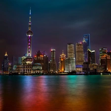 Town, Szanghaj, China, Night