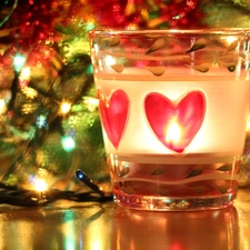 Christmas, lights, A glass, Lights, fancy