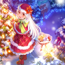 lights, girl, gifts, Christmas, bag, Christmas