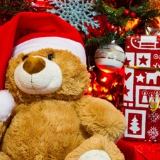 teddybear, pack, christmas tree, Bonnet