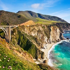 cliff, bridge, Rocky, Coast, sea