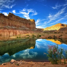 beatyfull, Mountains, clouds, lake