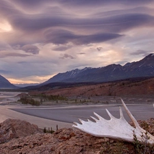 clouds, Mountains, Desert