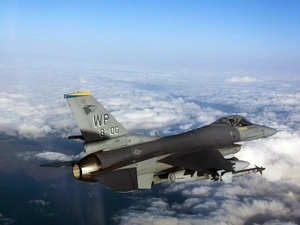 fighter, clouds, flight, F-16