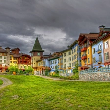 Houses, clouds