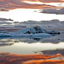 clouds, Mountains, ice