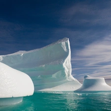 Ice, sea, clouds, mountains