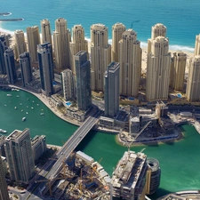 panorama, skyscrapers, clouds, town