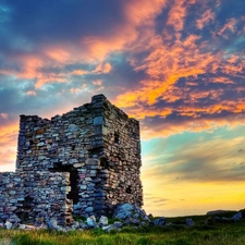 ruins, clouds