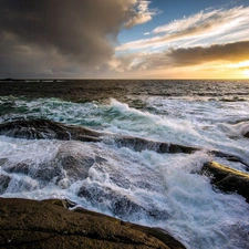 sea, imminent, clouds, Waves