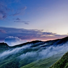 clouds, Mountains, Sky