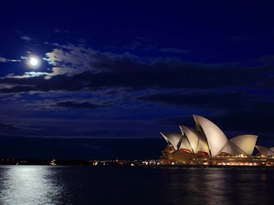 moon, clouds, Sydney, Night, Australia