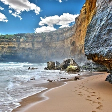 clouds, cliff, White