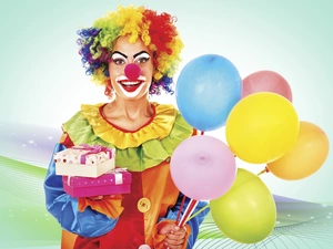 clown, balloons