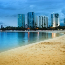 Coast, Beaches, skyscrapers