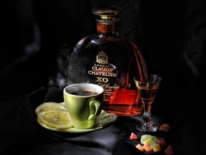 cognac, cup, coffee, glass