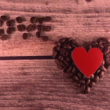 coffee, Heart, grains