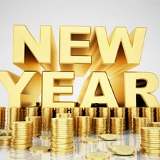 New, text, coins, year