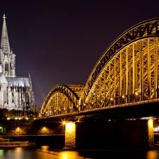 Cologne, Germany, chair, River, bridge