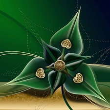 graphics, Green, Colourfull Flowers