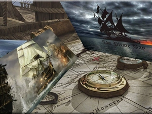 Map, pictures, Ship, compass