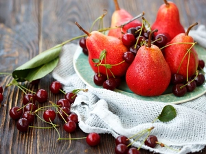 still life, truck concrete mixer, cherries