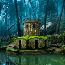 container, water, ruins, building, Park