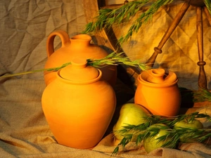 apples, Jugs, circle, corn