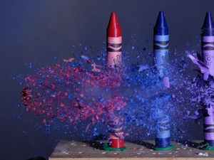 crayons, shot