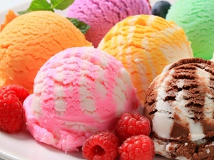 ice cream, color, several flavors