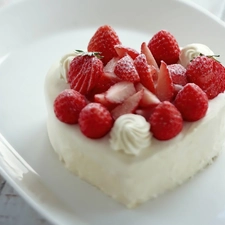 dessert, whipped, cream, strawberries