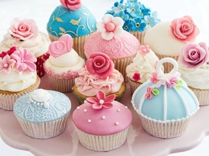 Muffins, ornamentation, decoration, cream