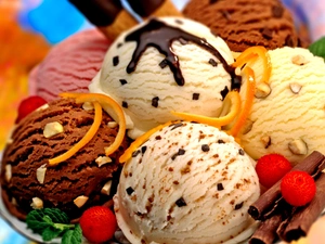 ice cream, several flavors, color
